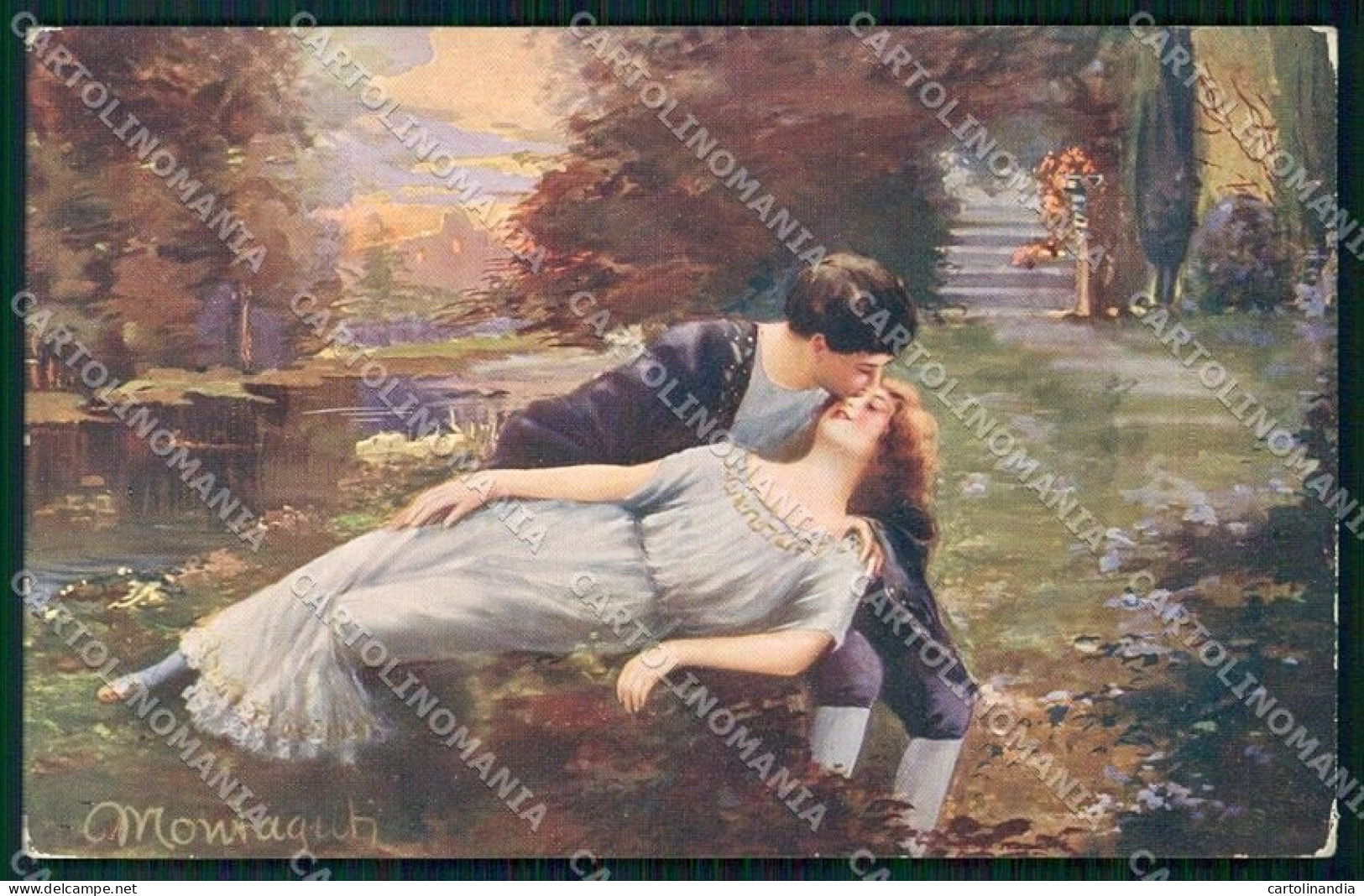 Artist Signed Montaguti Kiss Romantic Couple Serie 305 Cartolina XP8451 - Other & Unclassified