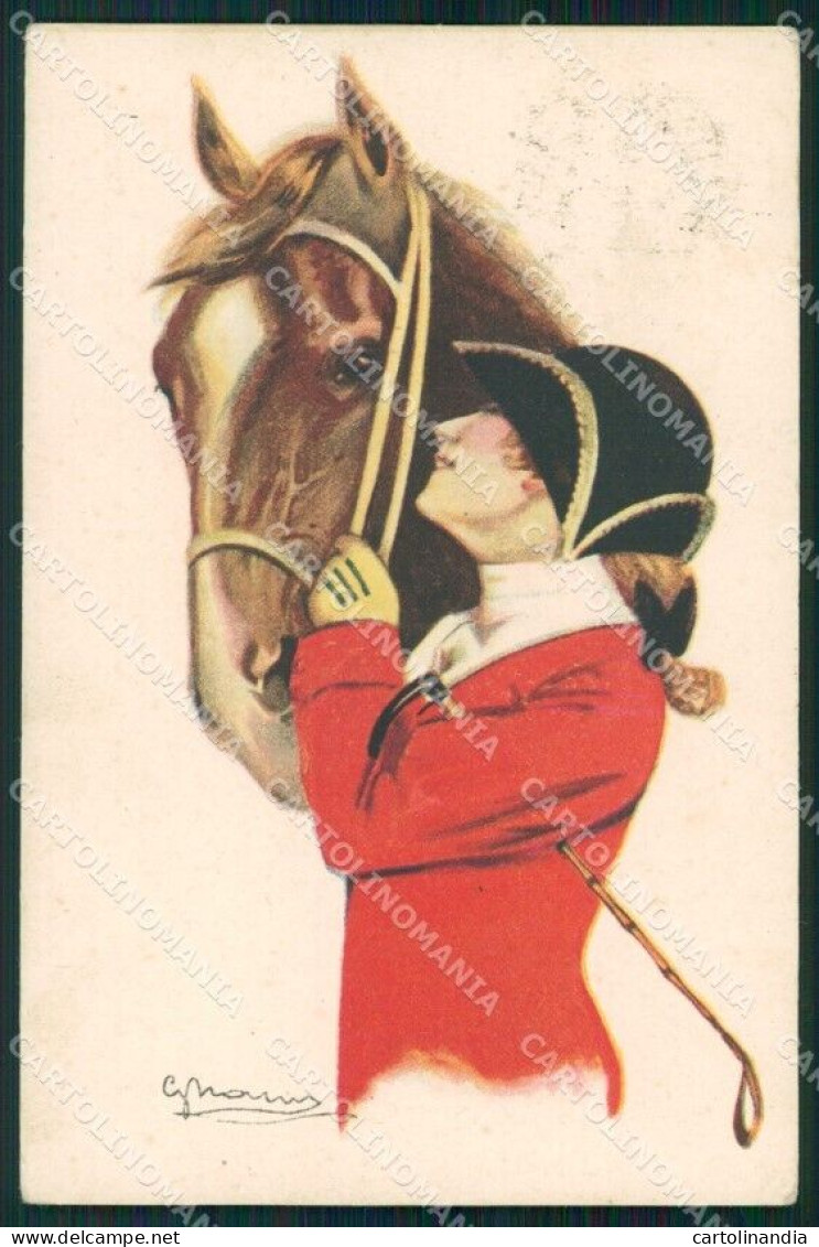 Artist Signed Nanni Horse Glamour Fashion Lady Serie 150-4 Cartolina XP7404 - Other & Unclassified