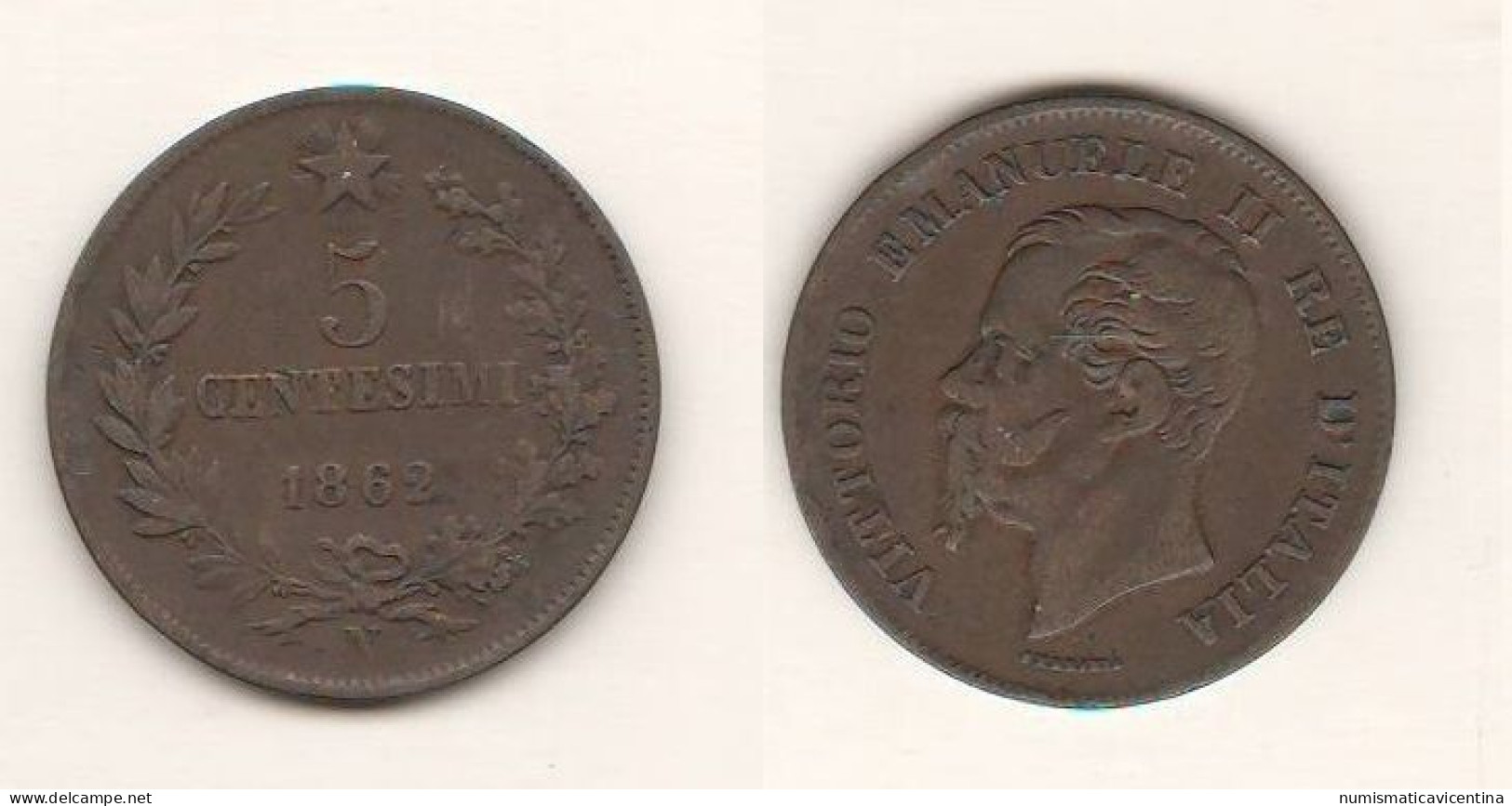 Italie 5 Centesimi Cents 1862 Italy Italia Regno Naples Mint Copper Coin - 1861-1878 : Victor Emmanuel II.