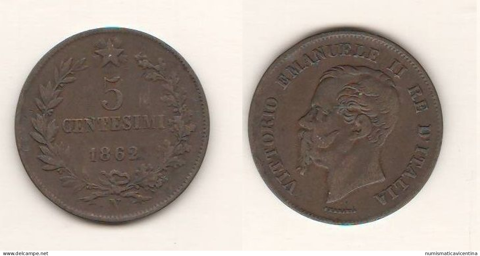 Italie 5 Centesimi Cents 1862 Italy Italia Regno Naples Mint Copper Coin - 1861-1878 : Victor Emmanuel II