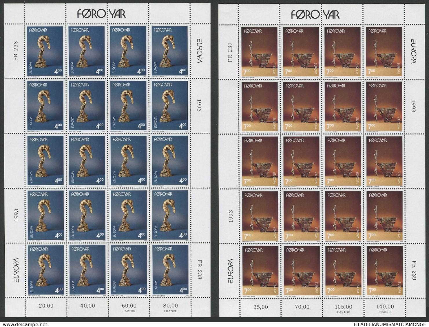  Tema Europa -    CEPT  Feroe 1993 En Mh De 20 Series       Feroe 1993 En Mh De - Faroe Islands