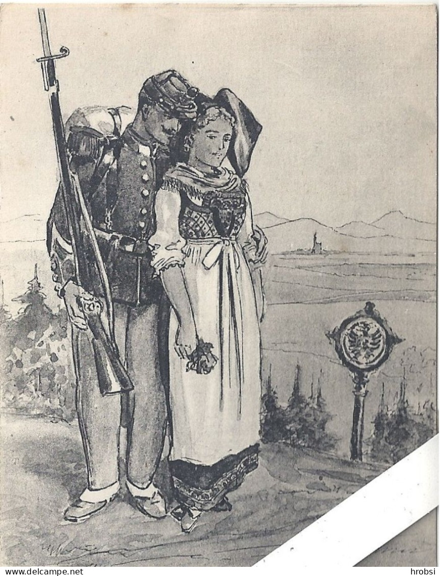 Illustrateur Alsace  Alsacienne En Couple Avec Soldat Français - Other & Unclassified