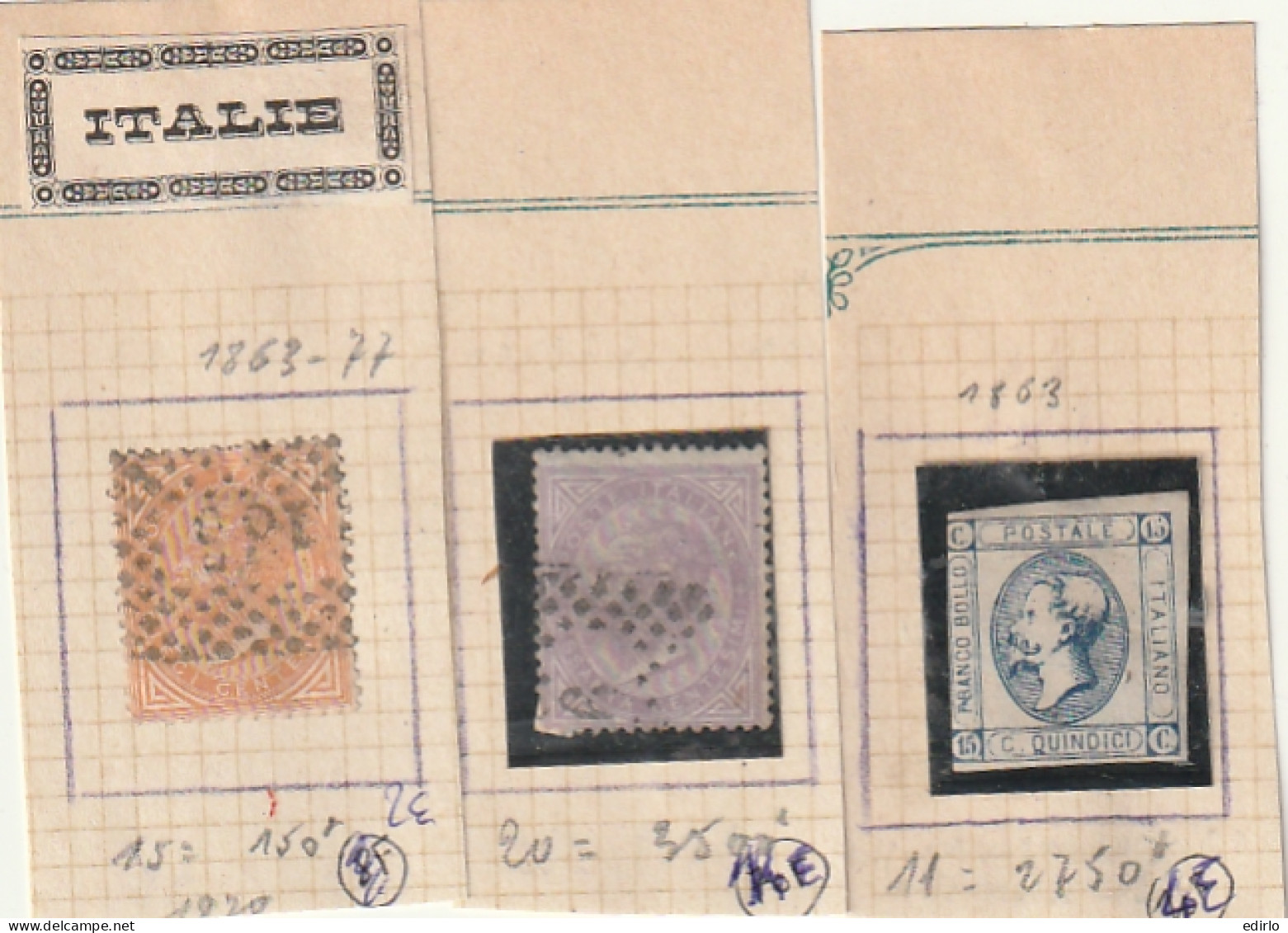 /// ITALIE  ///  Premiers Timbres Les 3 Timbres  - Used