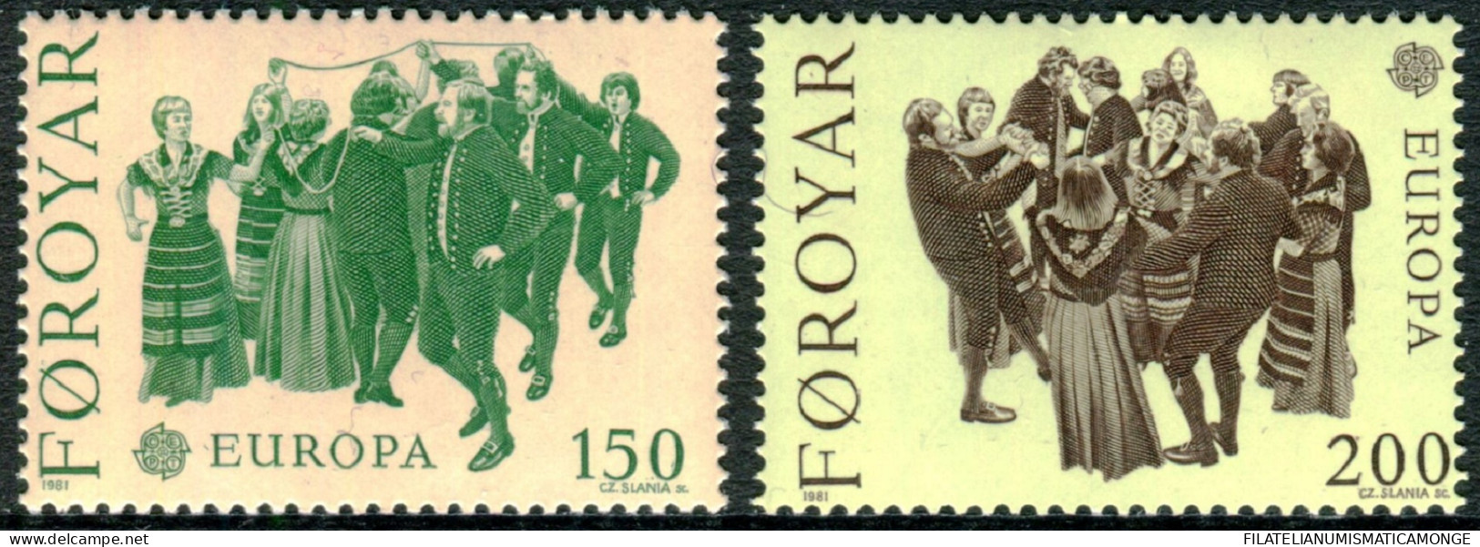  Tema Europa -    CEPT  Feroe 1981 "Folklor" (2 Sellos) - Nº 57/58       Feroe  - Faroe Islands