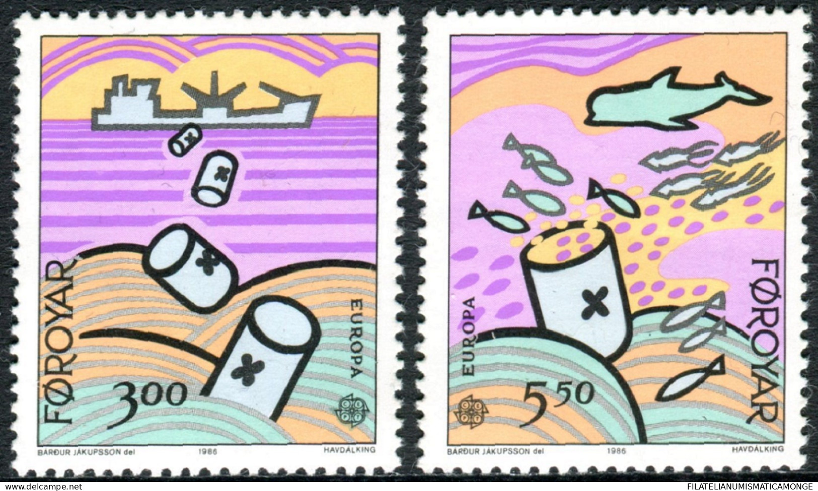  Tema Europa -    CEPT  Feroe 1986 "Protección Naturaleza" (2 Sellos)  - Nº 128 - Faroe Islands