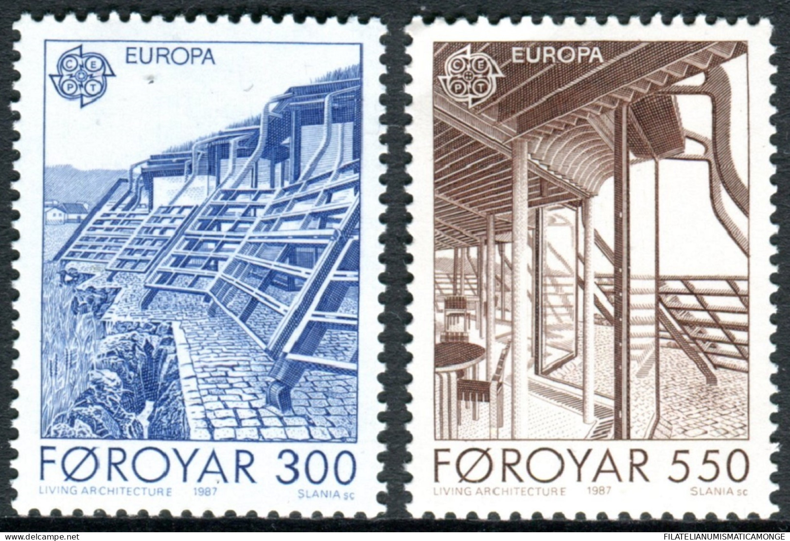  Tema Europa -    CEPT  Feroe 1987. "Arquitectura Moderna"  (2 Sellos) - Nº 143 - Faroe Islands