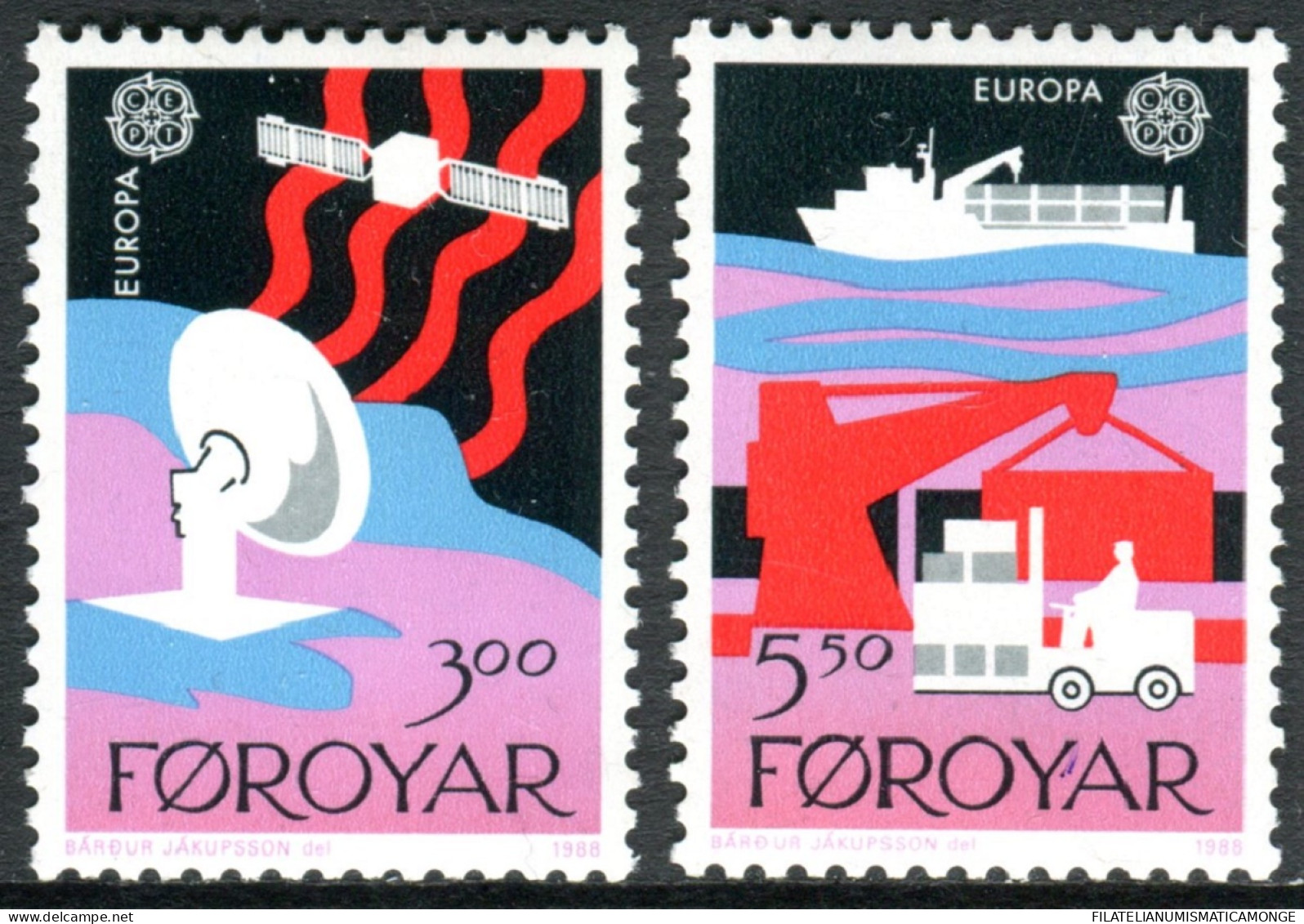  Tema Europa -    CEPT  Feroe 1988. "Transporte Y Comunicación" (2 Sellos) - Nº - Faroe Islands