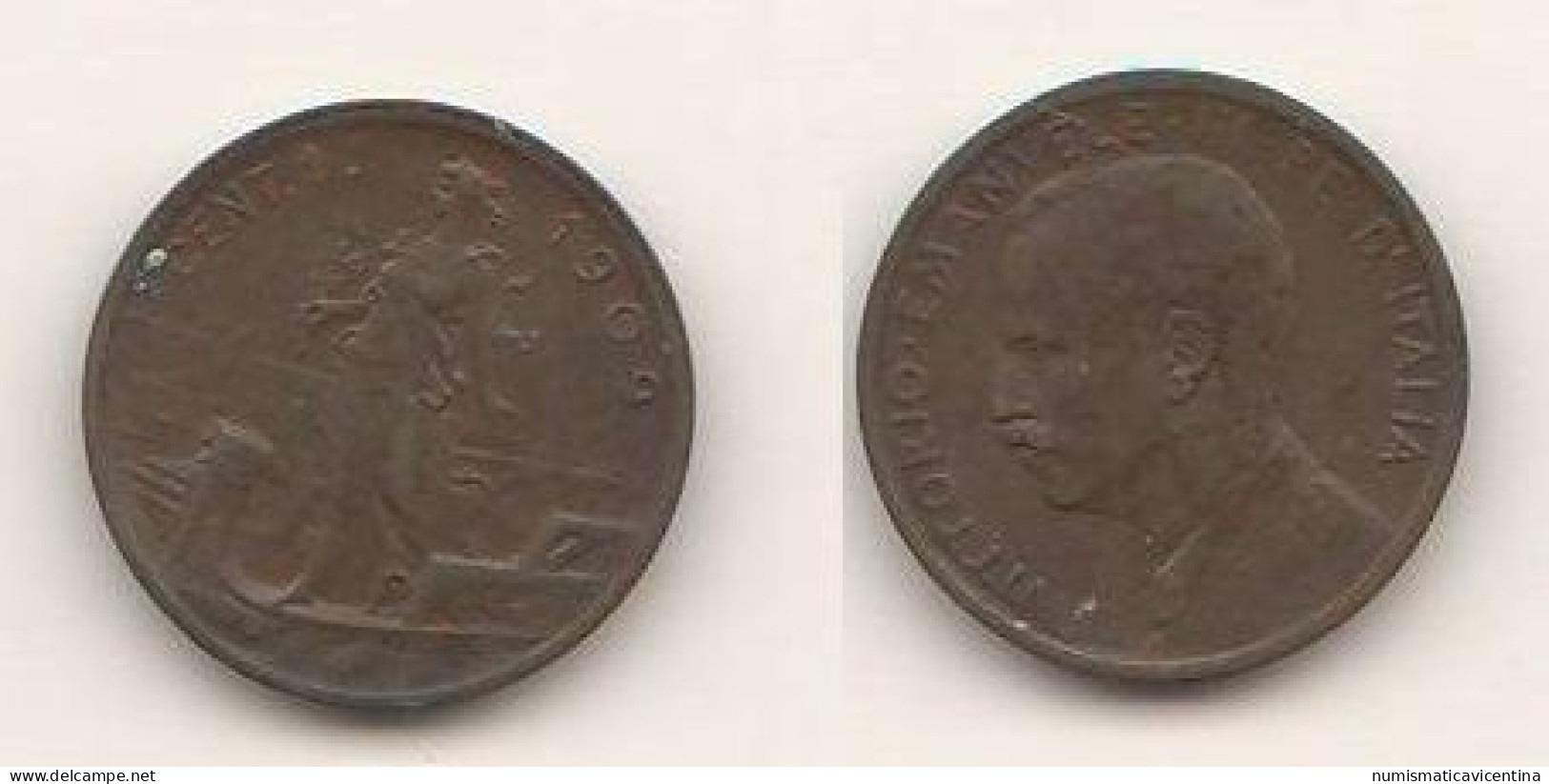 Italie 1 Centesimo Cent 1909 Italy Italia Regno Roma Mint Copper Coin - 1900-1946 : Víctor Emmanuel III & Umberto II