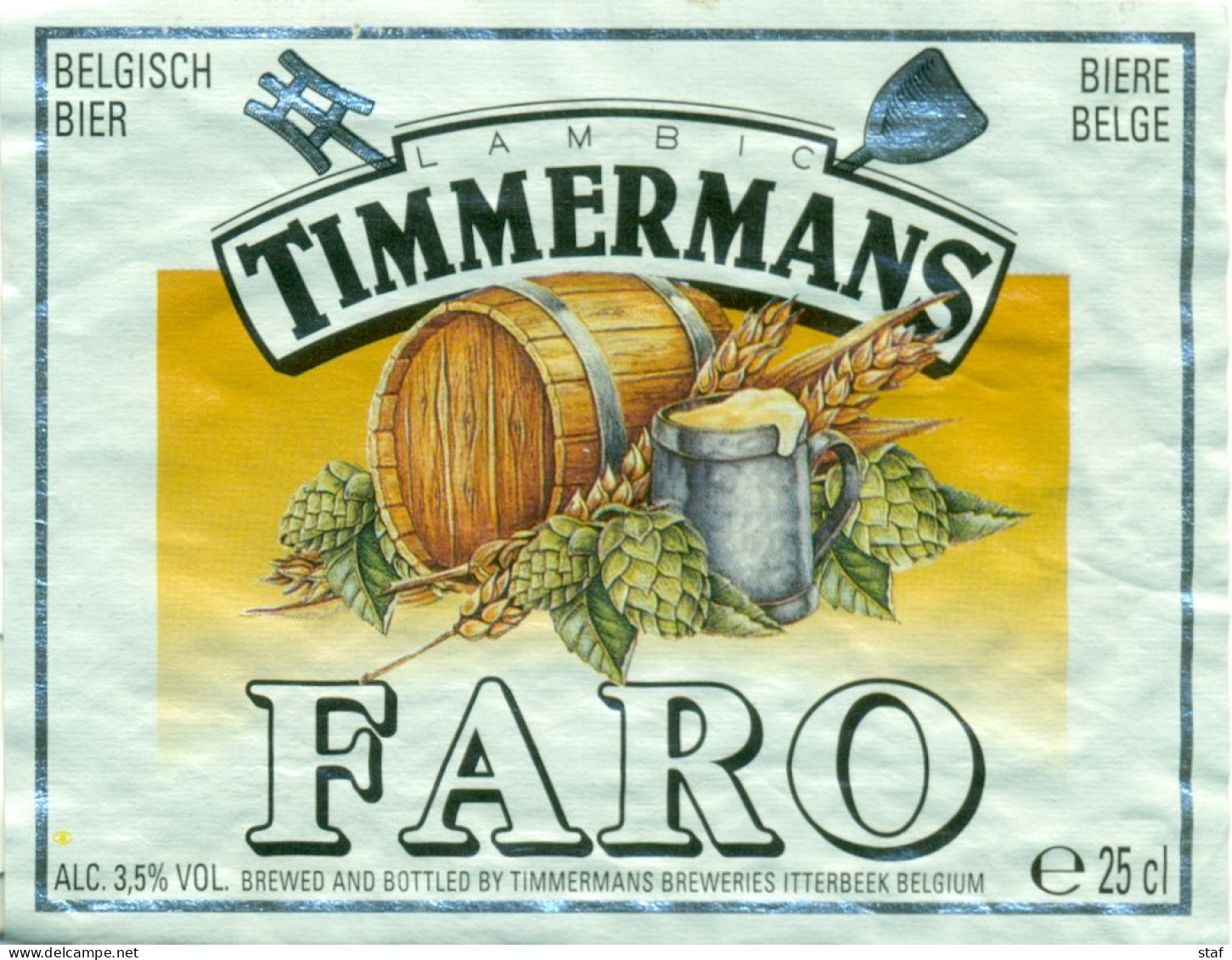 Oud Etiket Bier Faro - Brouwerij / Brasserie Timmermans Te Itterbeek - Bière