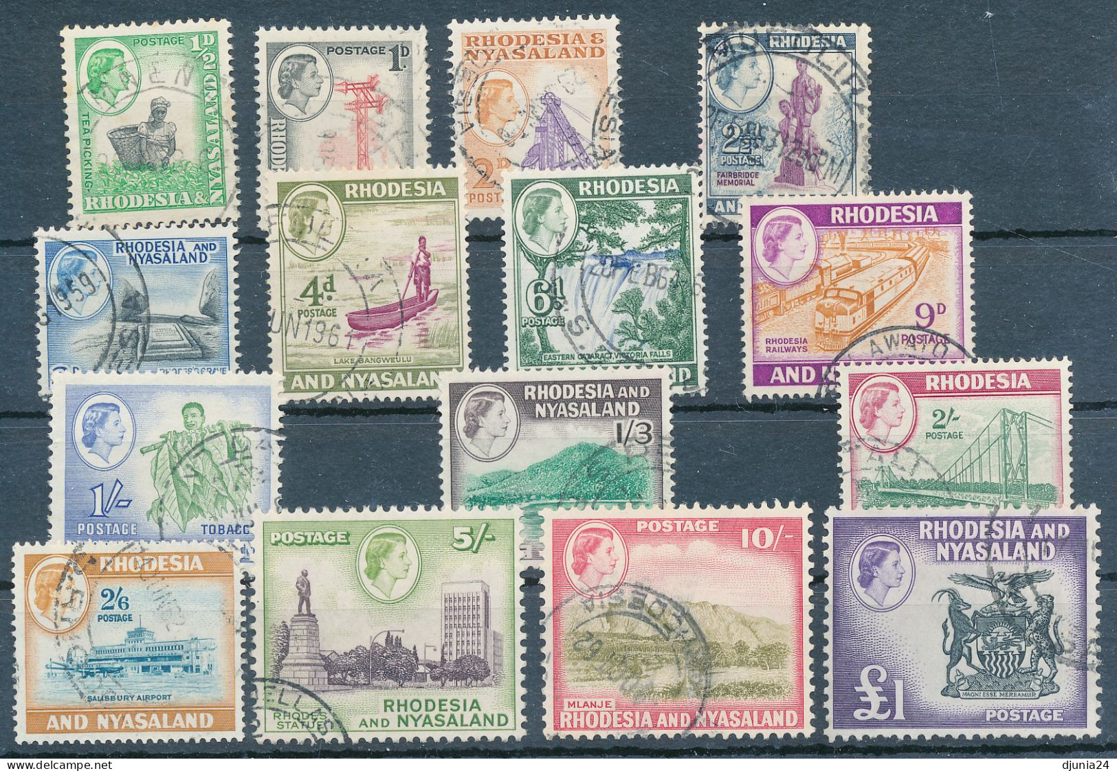 BF0749 / RHODESIA & NYASALAND  - 1959  ,  Landesansichten   -   Michel 19-33 - Rodesia & Nyasaland (1954-1963)