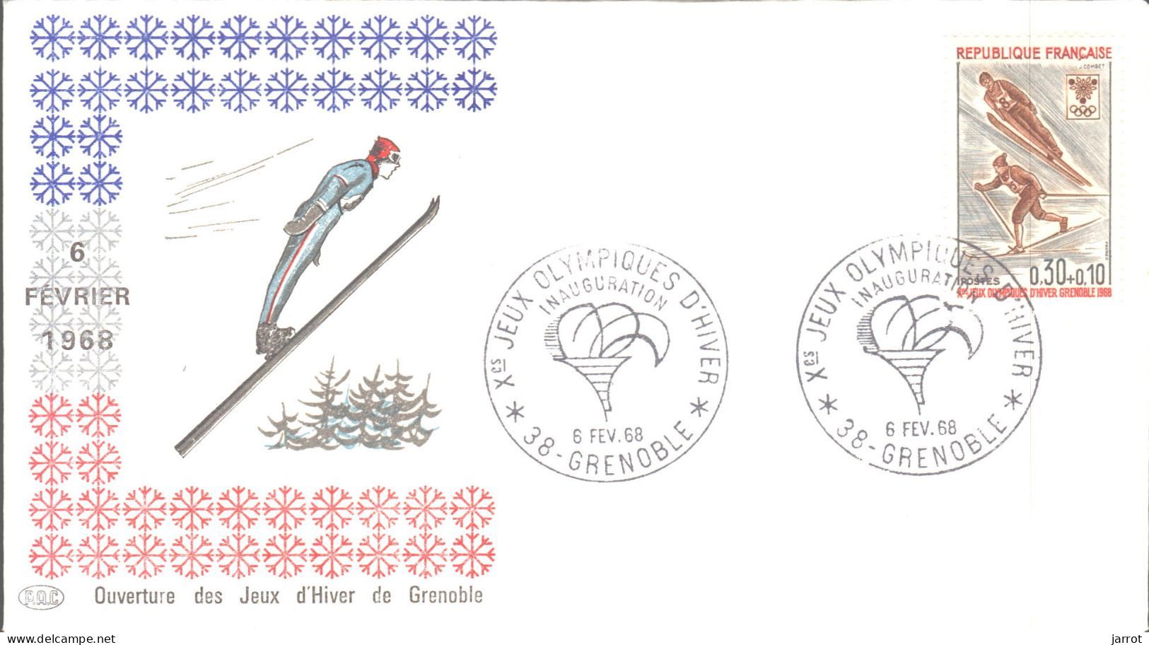 6 séries Fdc et cartes maxi JOde Grenoble (FDC,Inauguration et flamme) soit 30 souvenirs