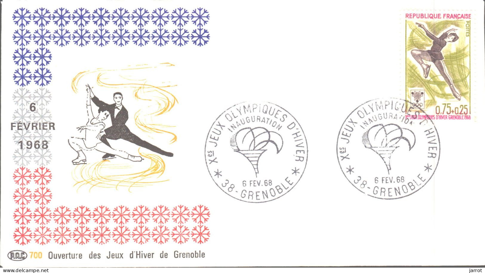 6 séries Fdc et cartes maxi JOde Grenoble (FDC,Inauguration et flamme) soit 30 souvenirs