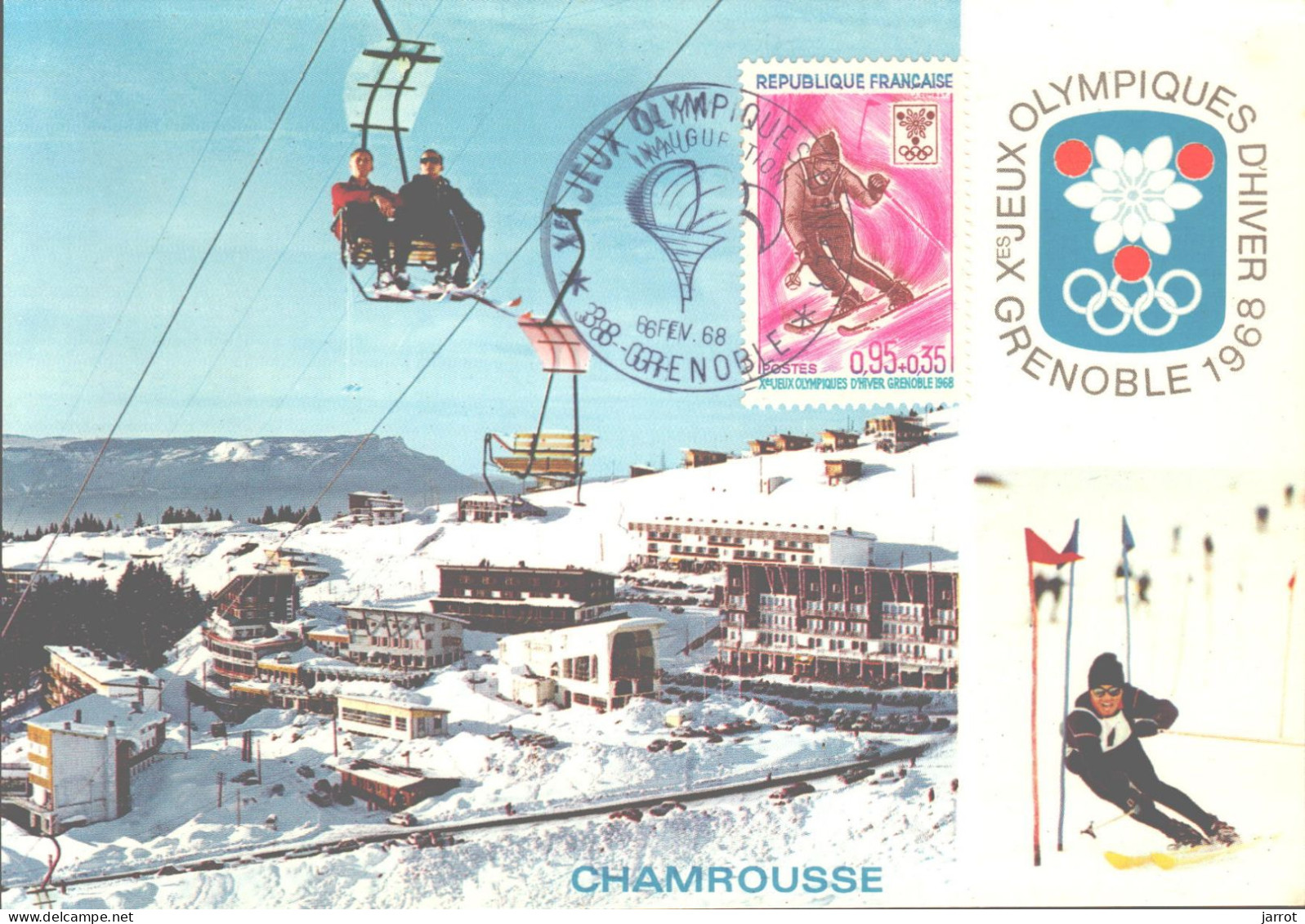 6 séries Fdc et cartes maxi JOde Grenoble (FDC,Inauguration et flamme) soit 30 souvenirs