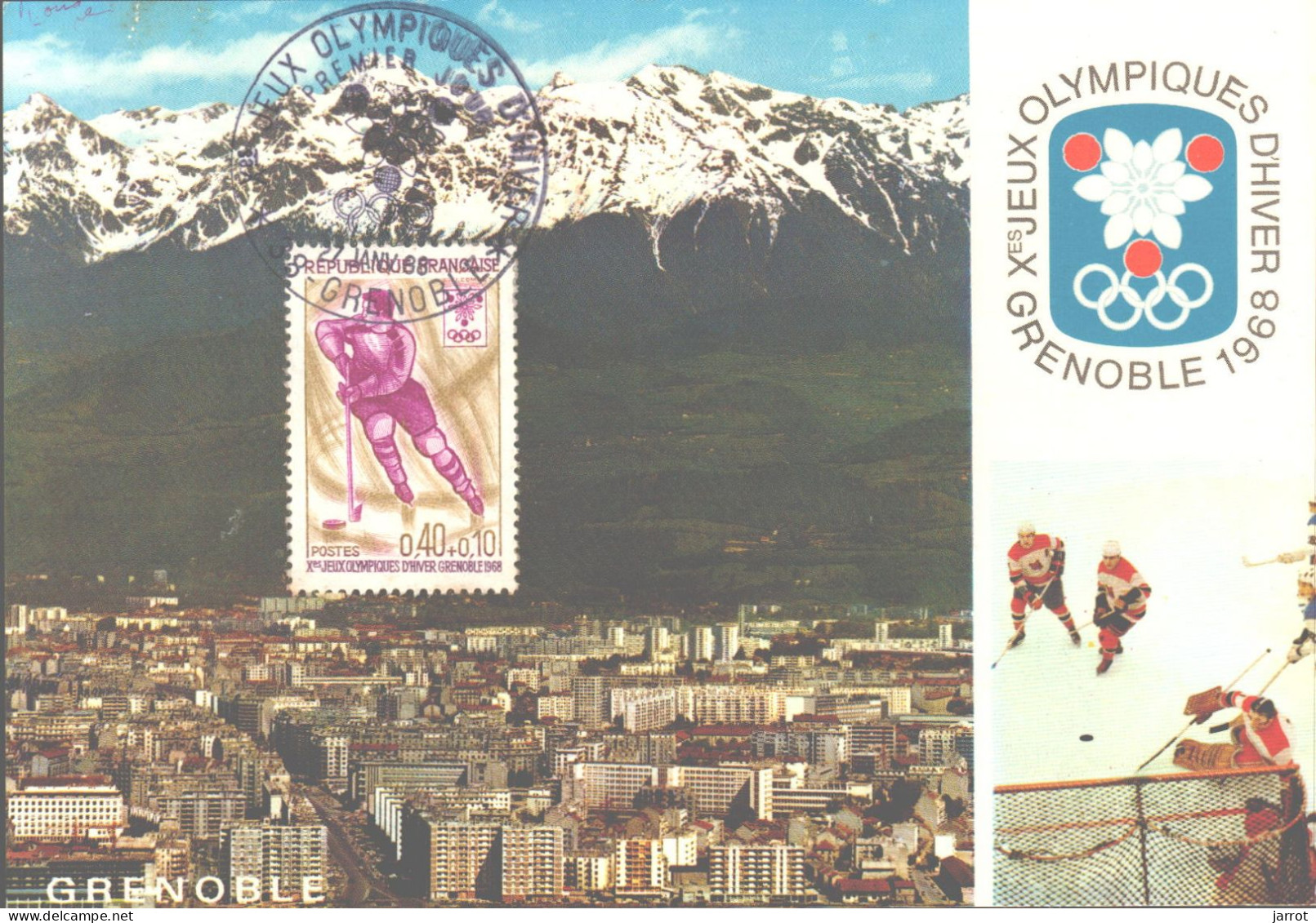 6 séries Fdc et cartes maxi JOde Grenoble (FDC,Inauguration et flamme) soit 30 souvenirs