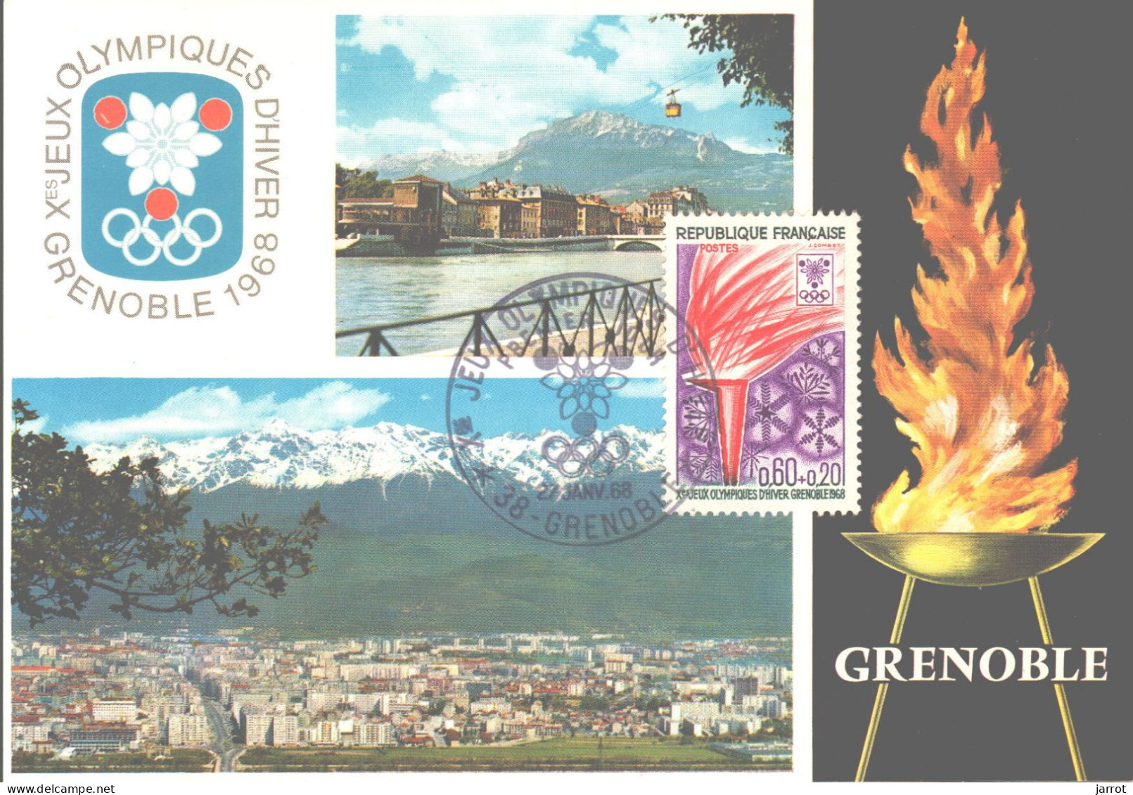 6 séries Fdc et cartes maxi JOde Grenoble (FDC,Inauguration et flamme) soit 30 souvenirs