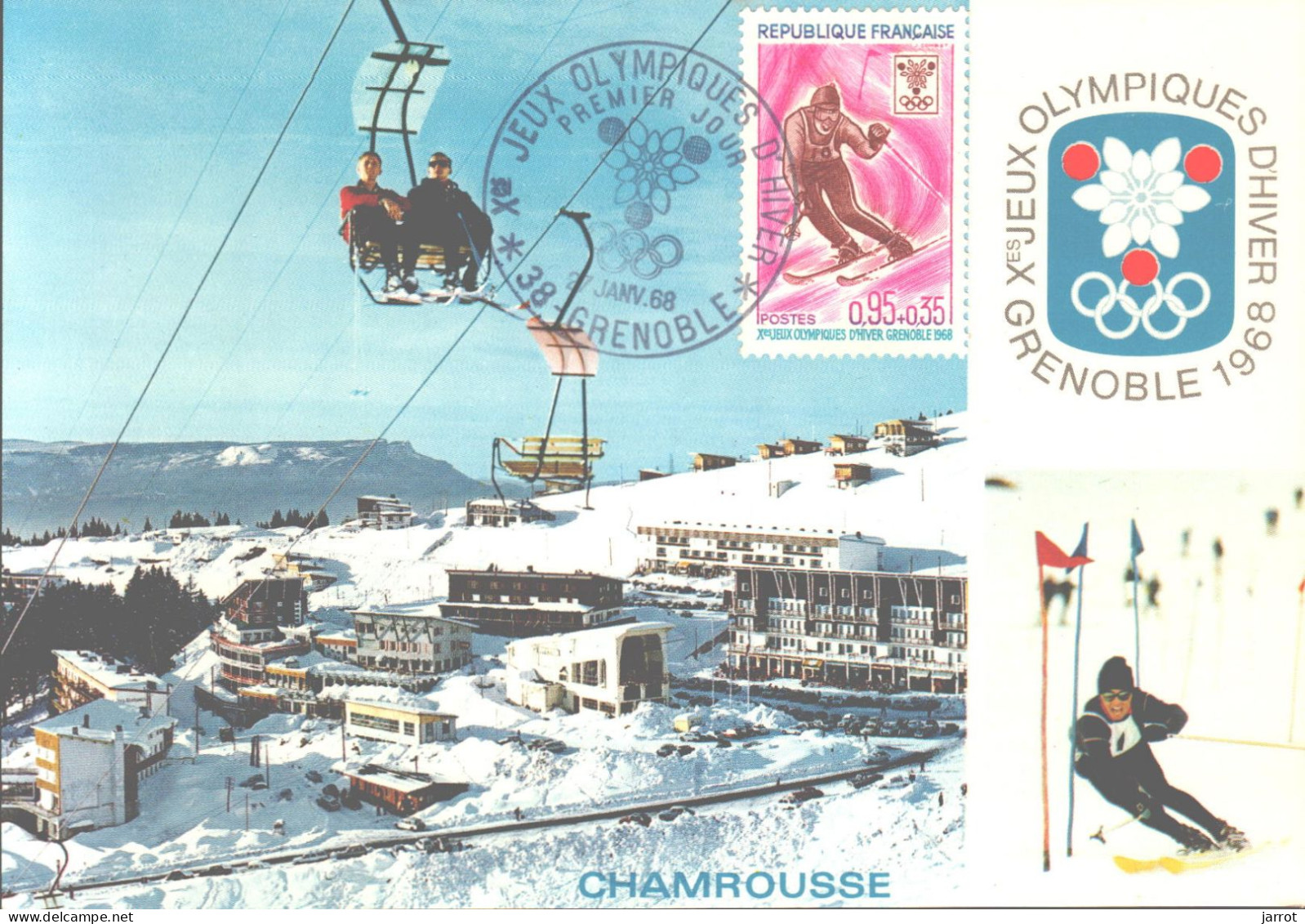 6 séries Fdc et cartes maxi JOde Grenoble (FDC,Inauguration et flamme) soit 30 souvenirs