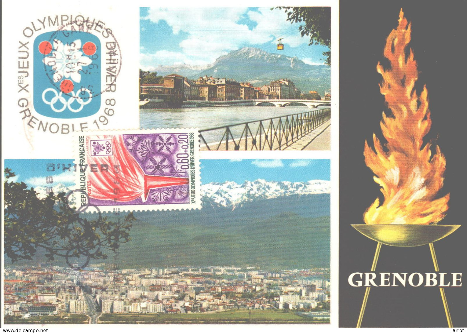 6 séries Fdc et cartes maxi JOde Grenoble (FDC,Inauguration et flamme) soit 30 souvenirs