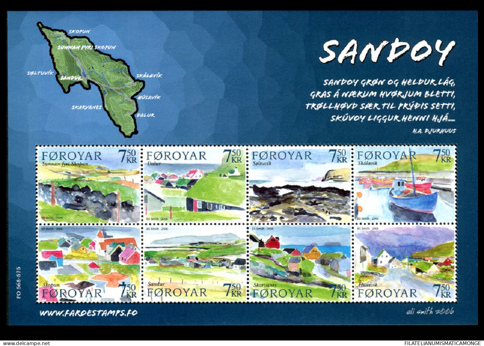 Feroe 2006 Correo 572/79 MH **/MNH Isla De Sandoy (8 Sellos)  -  MH  - Faroe Islands