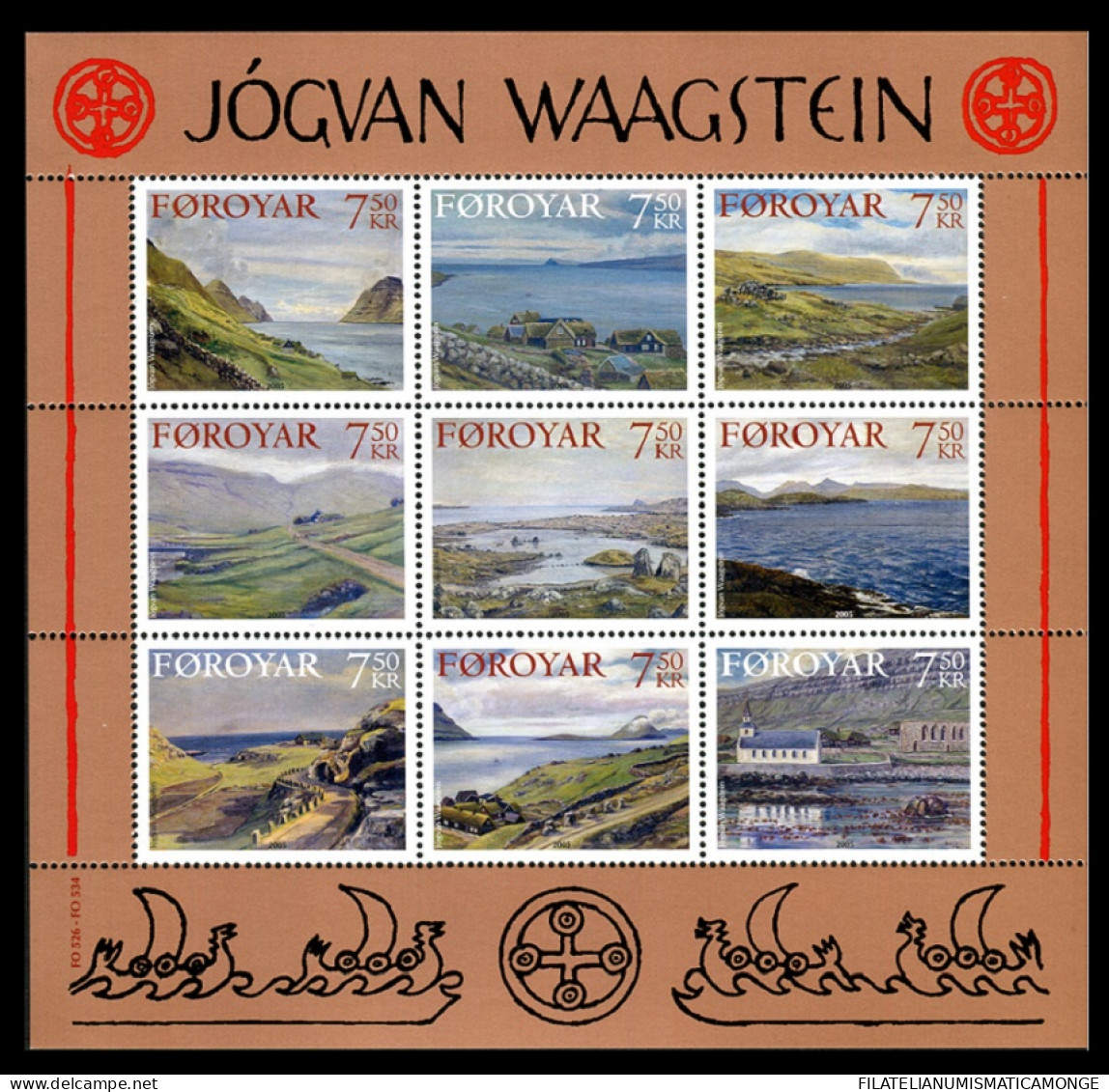 Feroe 2005 Correo 530/38 MH **/MNH Cuadros De Pintura De Jogvan Waagstein  (9 S - Faroe Islands