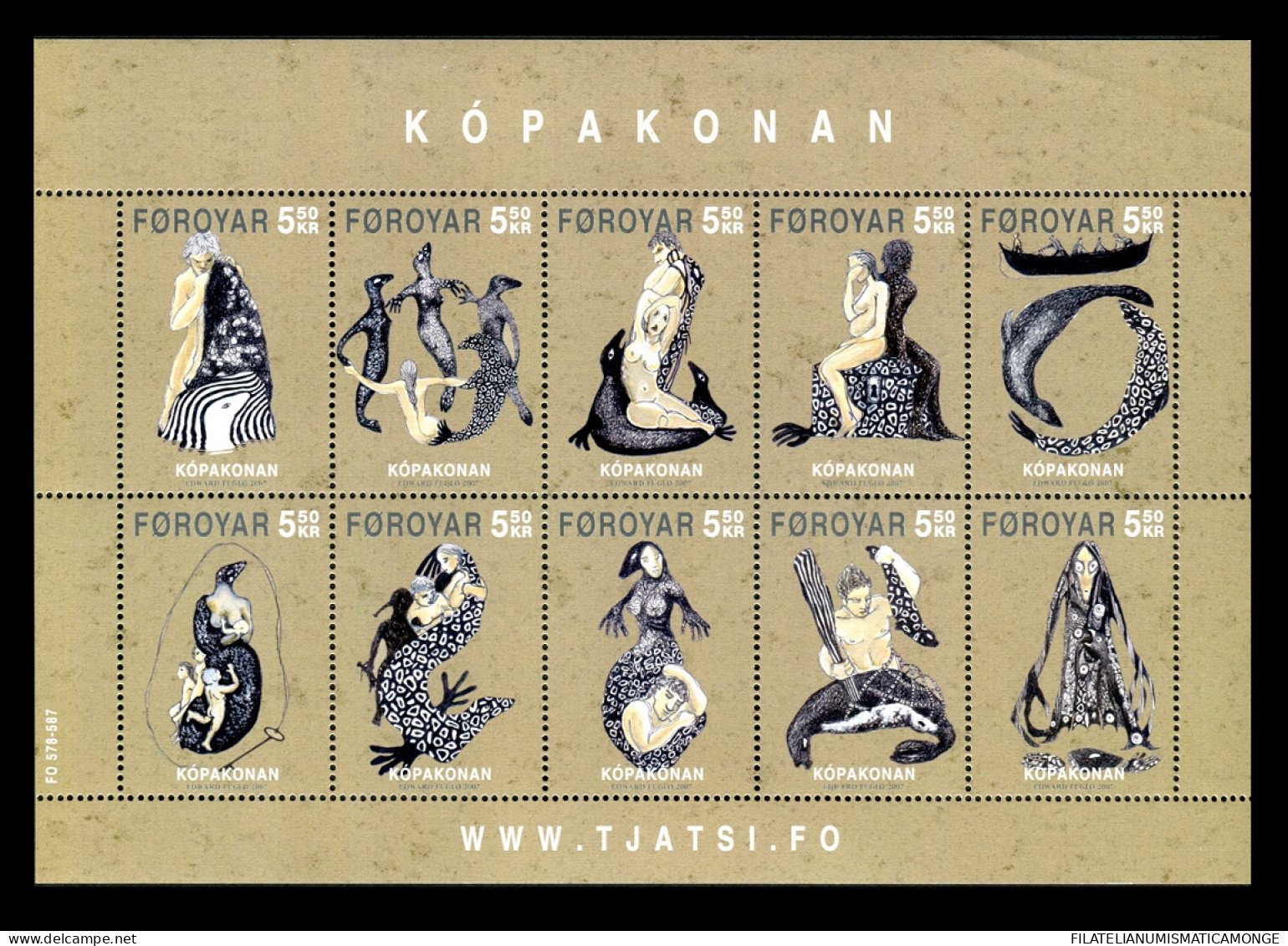 Feroe 2007 Correo 585/94 MH **/MNH Leyendas Nordicas (10 Sellos)  -  MH  - Färöer Inseln