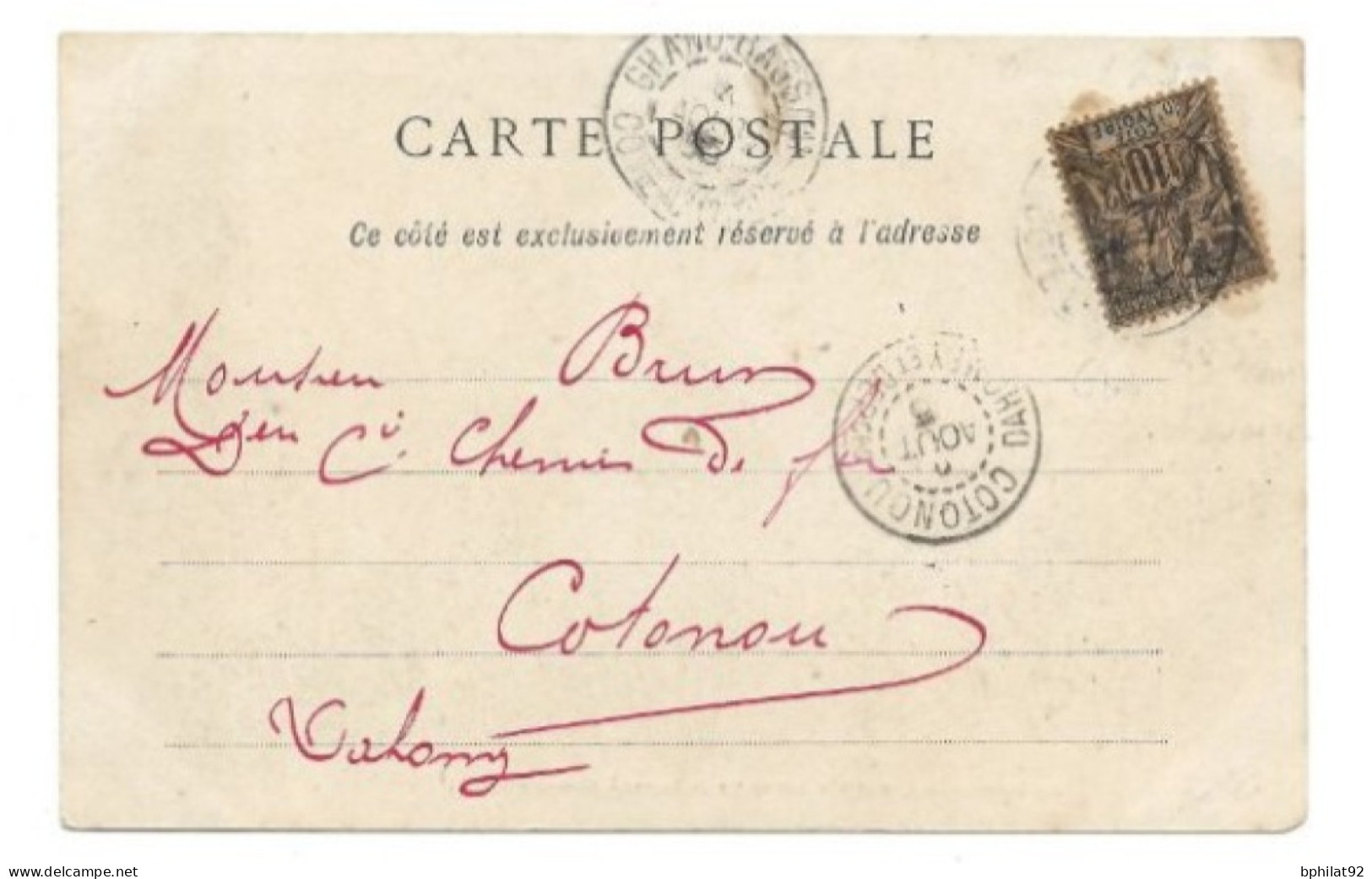 !!! AFRIQUE, CARTE POSTALE DE GRAND BASSAM POUR COTONOU 1905, CÔTE D'IVOIRE - DAHOMEY - Lettres & Documents