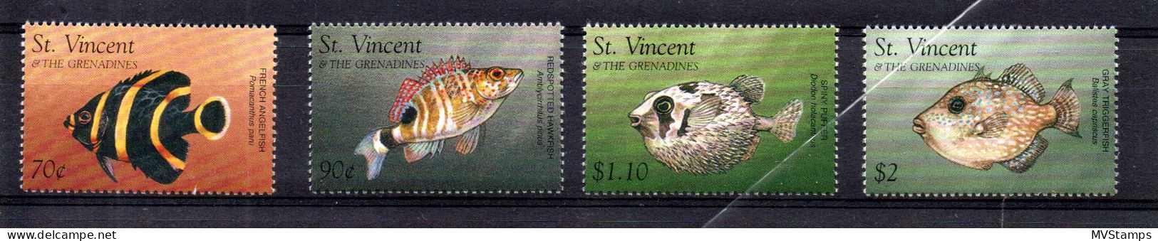 St Vincent 1996 Satz 3672/75 Fische/Fish Postfrisch - St.Vincent (1979-...)