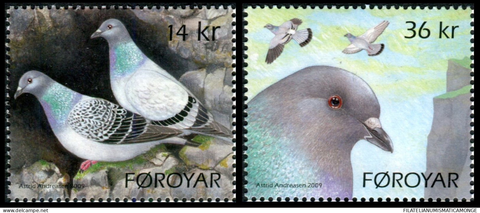 Feroe 2009 Correo 679/80 **/MNH Paloma De Roca  (2 Sellos)  - Faroe Islands