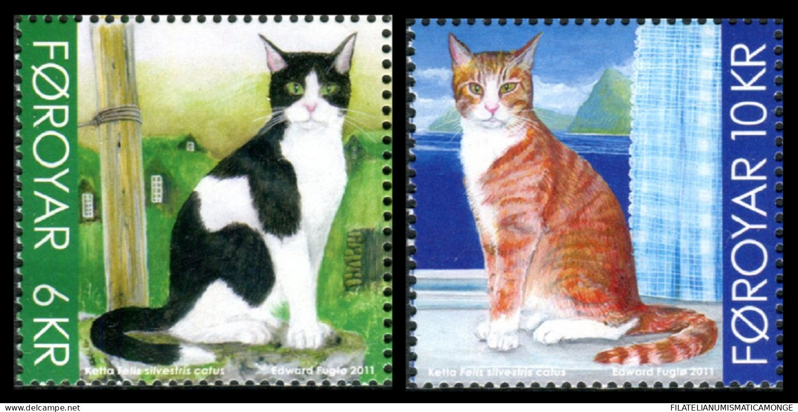 Feroe 2011 Correo 708/9 **/MNH Fauna. Gatos (2 Sellos)  - Faroe Islands