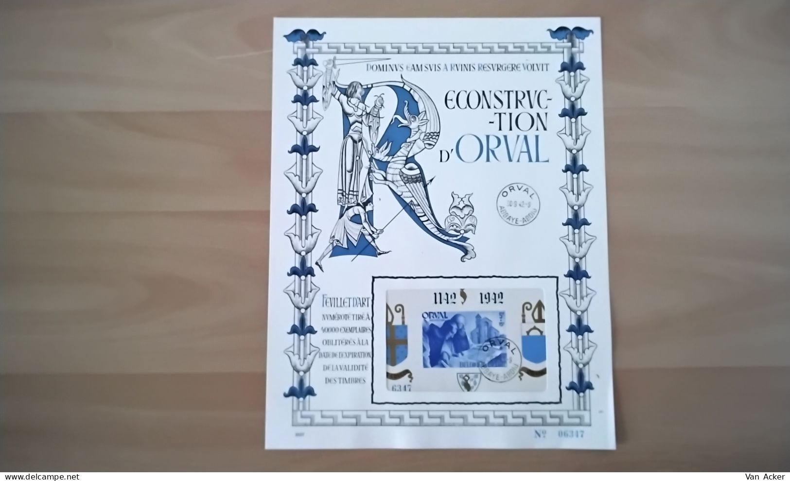 Herdenkingsblad BL21  Orval. - Cartas Commemorativas - Emisiones Comunes [HK]