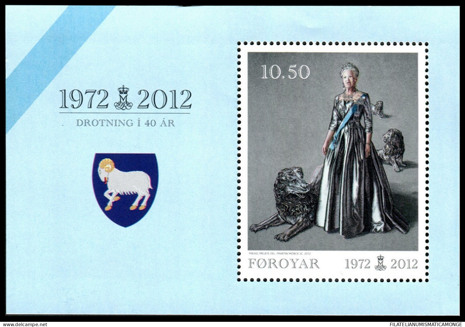 Feroe 2012 Hojas Bloque 28 **/MNH 40 Aniversario Del Reinado De  Margarita II  - Faroe Islands