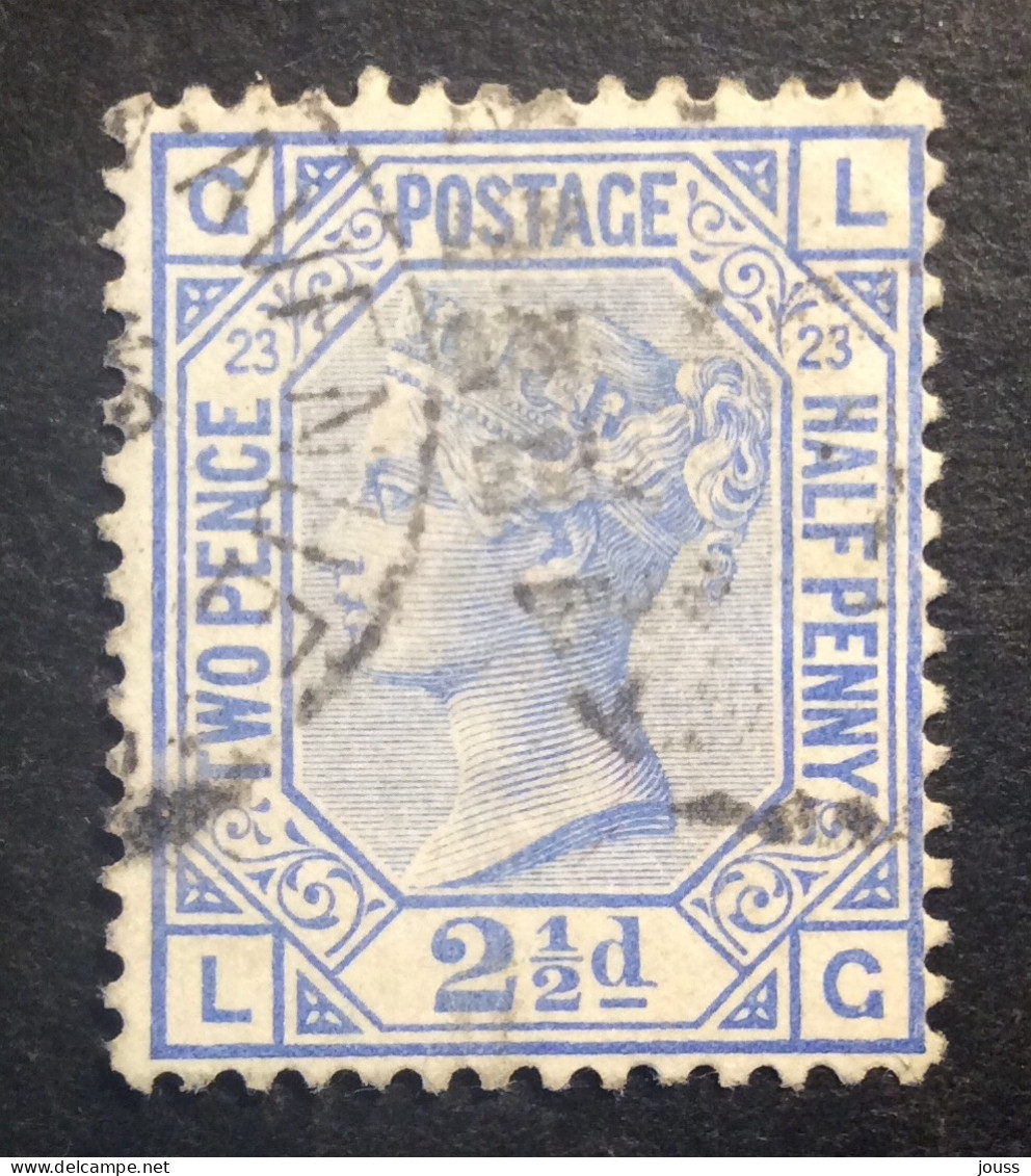 GB54 Victoria 2 1/2 P Bleu YT 62 Planche 23 Couronne Oblitéré - Used Stamps