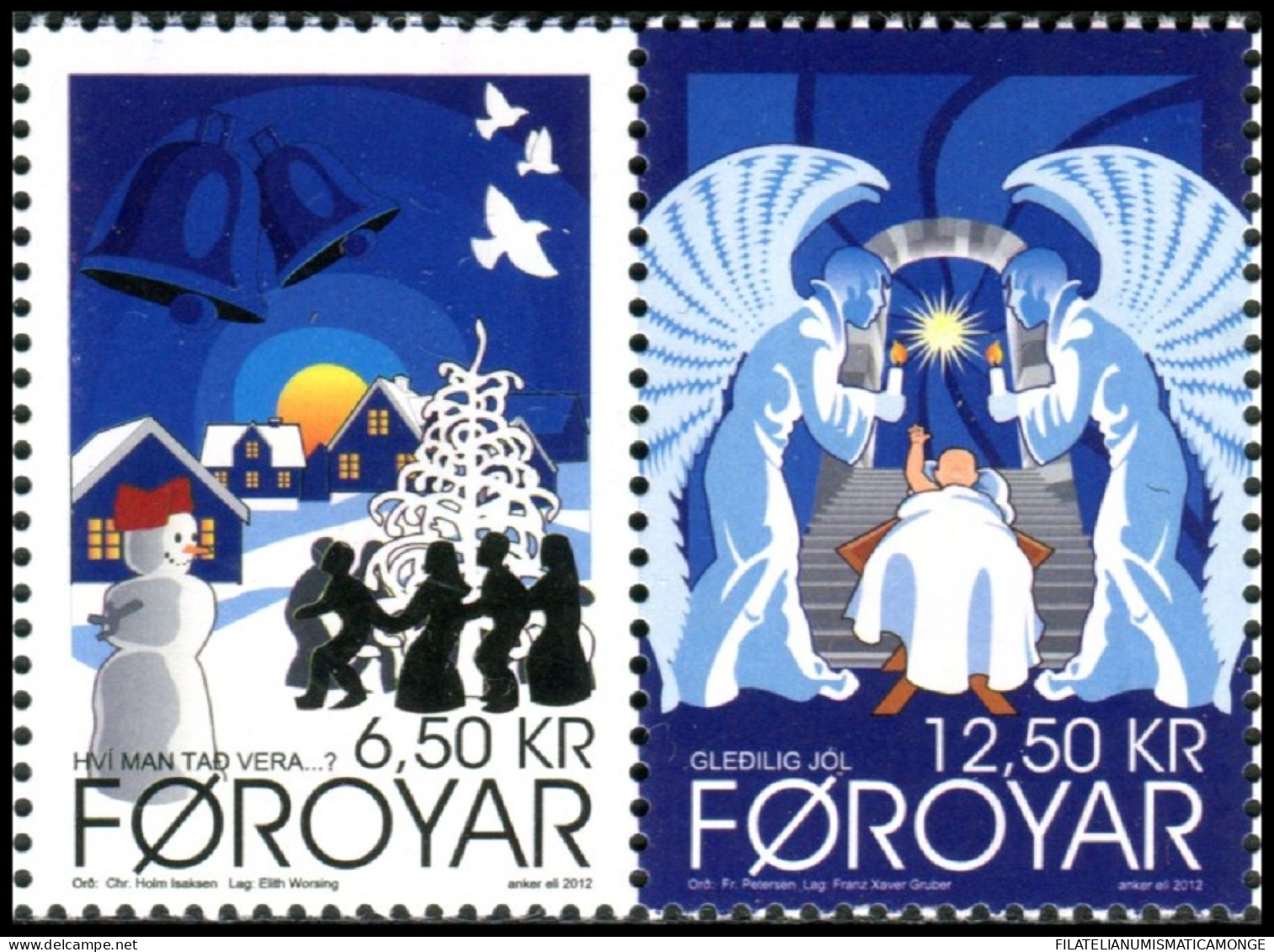 Feroe 2012 Correo 760/61 **/MNH Cantos De Navidad 2012 (proc. De Carnet)  (2 Se - Faroe Islands