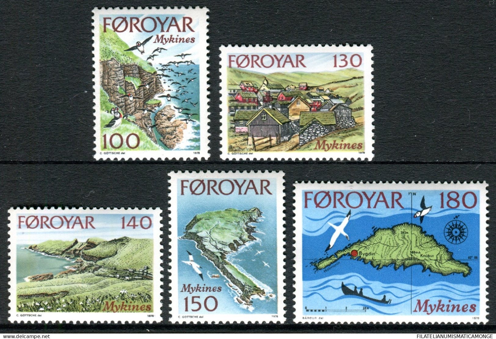Feroe 1978 Correo 25/29 **/MNH Isla Mikines (5 Sellos)  - Faroe Islands