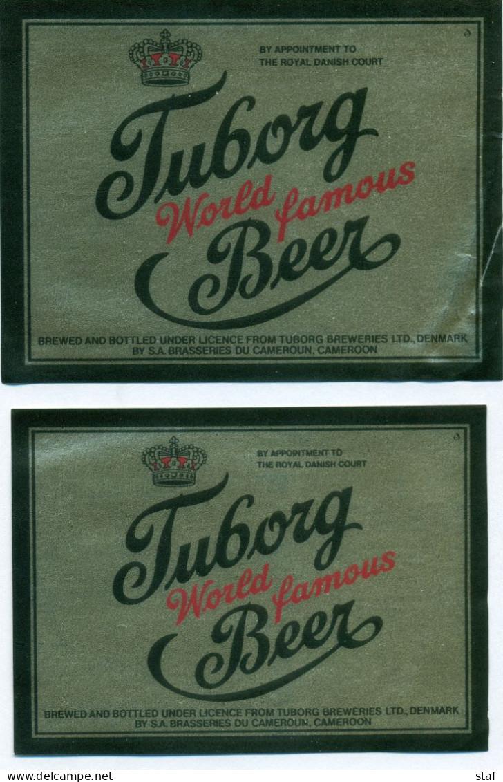 2 Verschillende Oude Etiketten Bier Tuborg World Famous Beer - Brouwerij / Brasserie Tuborg Breweries - Bière