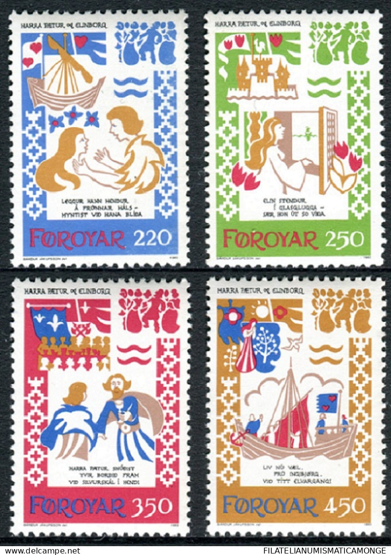 Feroe 1982 Correo 69/72 **/MNH Balada Medieval - Ilustraciónes (4 Sellos)  - Faroe Islands