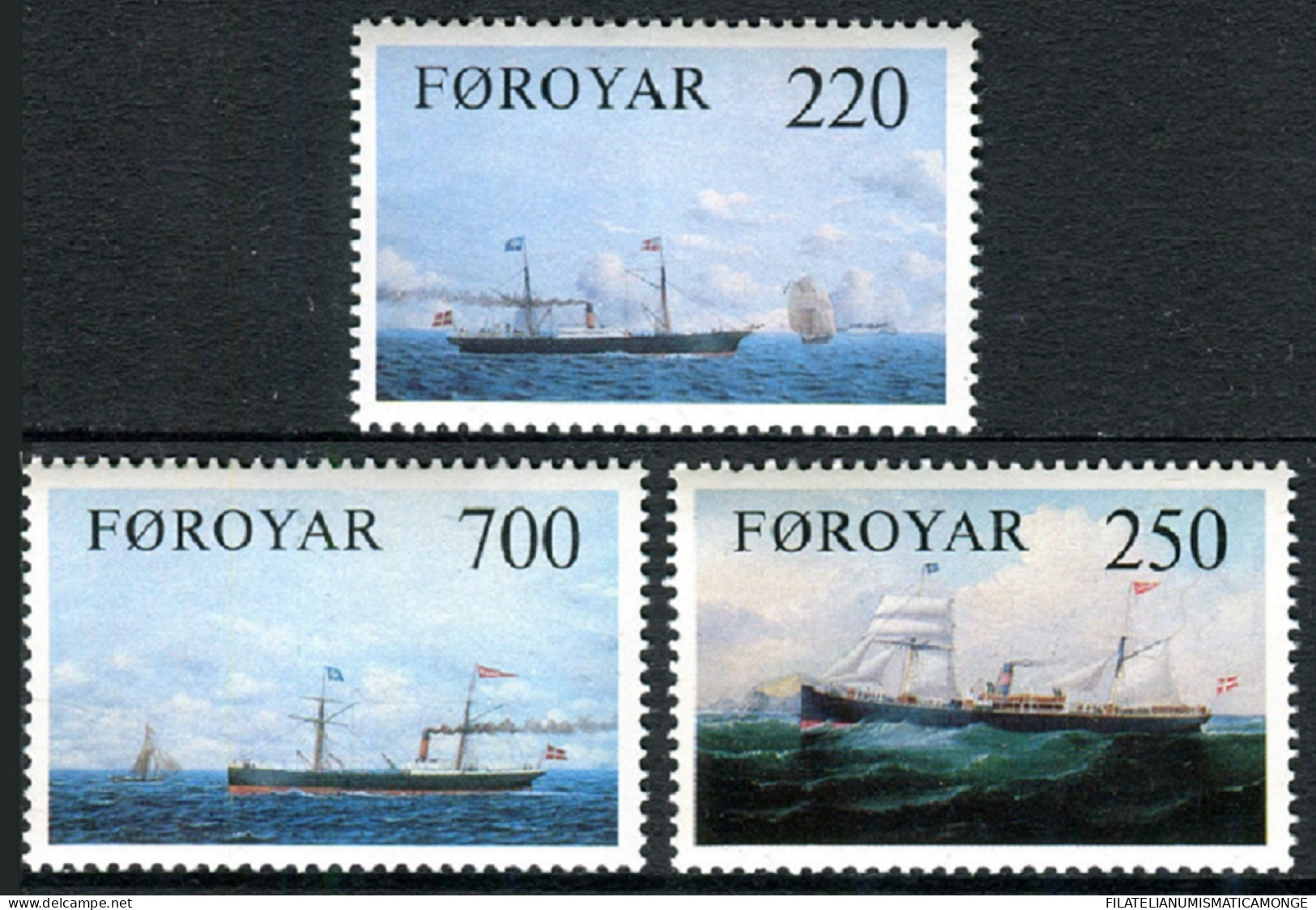 Feroe 1983 Correo 73/75 **/MNH Barcos A Vapor Antiguos (3 Sellos)  - Faroe Islands