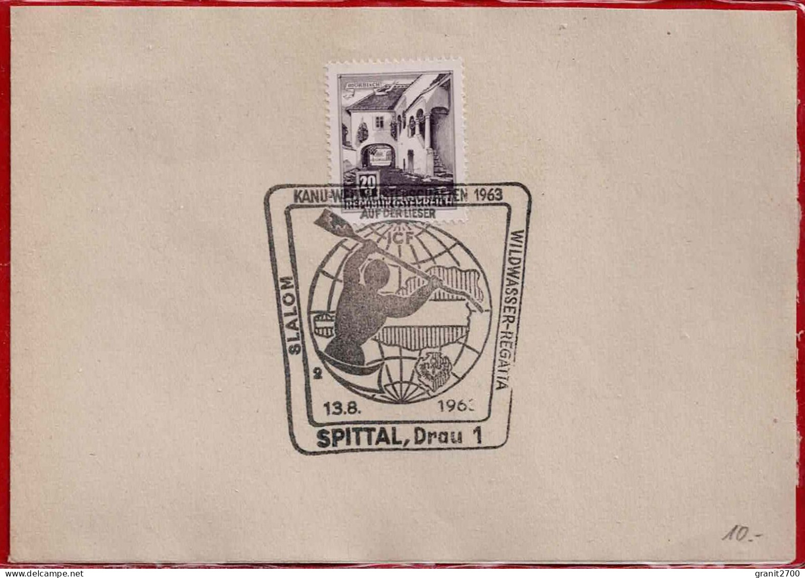 Sonderstempel  Spittal , Drau 1  Vom 13.8.1963 - Kanu Weltmeisterschaften 1963 Auf Der Leiser - Autres & Non Classés