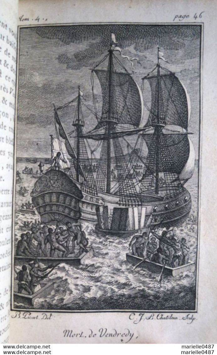 [Cazin]- La Vie et les Aventures surprenantes de Robinson Crusoë.  À Londres, 1784  4 volumes