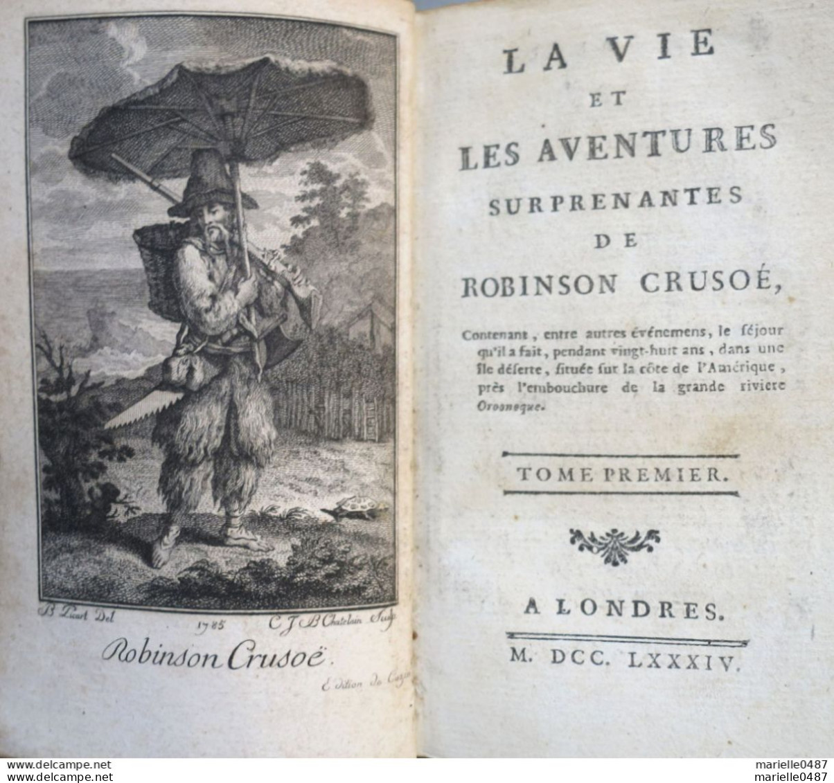 [Cazin]- La Vie et les Aventures surprenantes de Robinson Crusoë.  À Londres, 1784  4 volumes