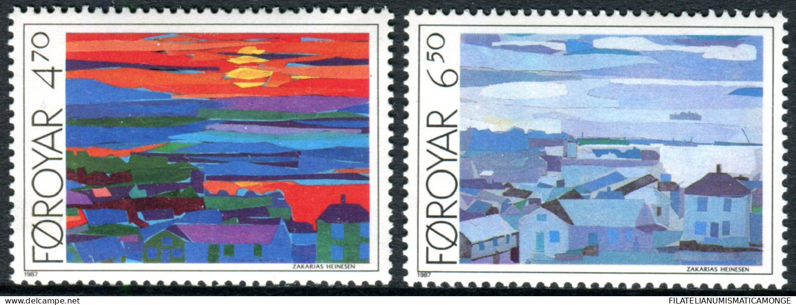 Feroe 1987 Correo 154/55 **/MNH Vistas De Torshavn (2 Sellos)  - Féroé (Iles)