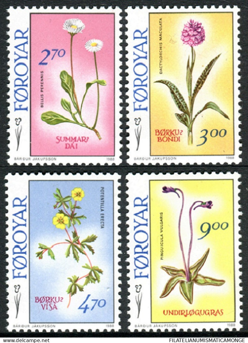 Feroe 1988 Correo 156/59 **/MNH Flor Nativa (4 Sellos)  - Féroé (Iles)