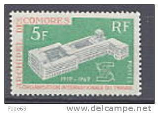 Comores N° 55  XX   20ème Anniversaire De L'O.I.T.sans Charnière TB - Unused Stamps