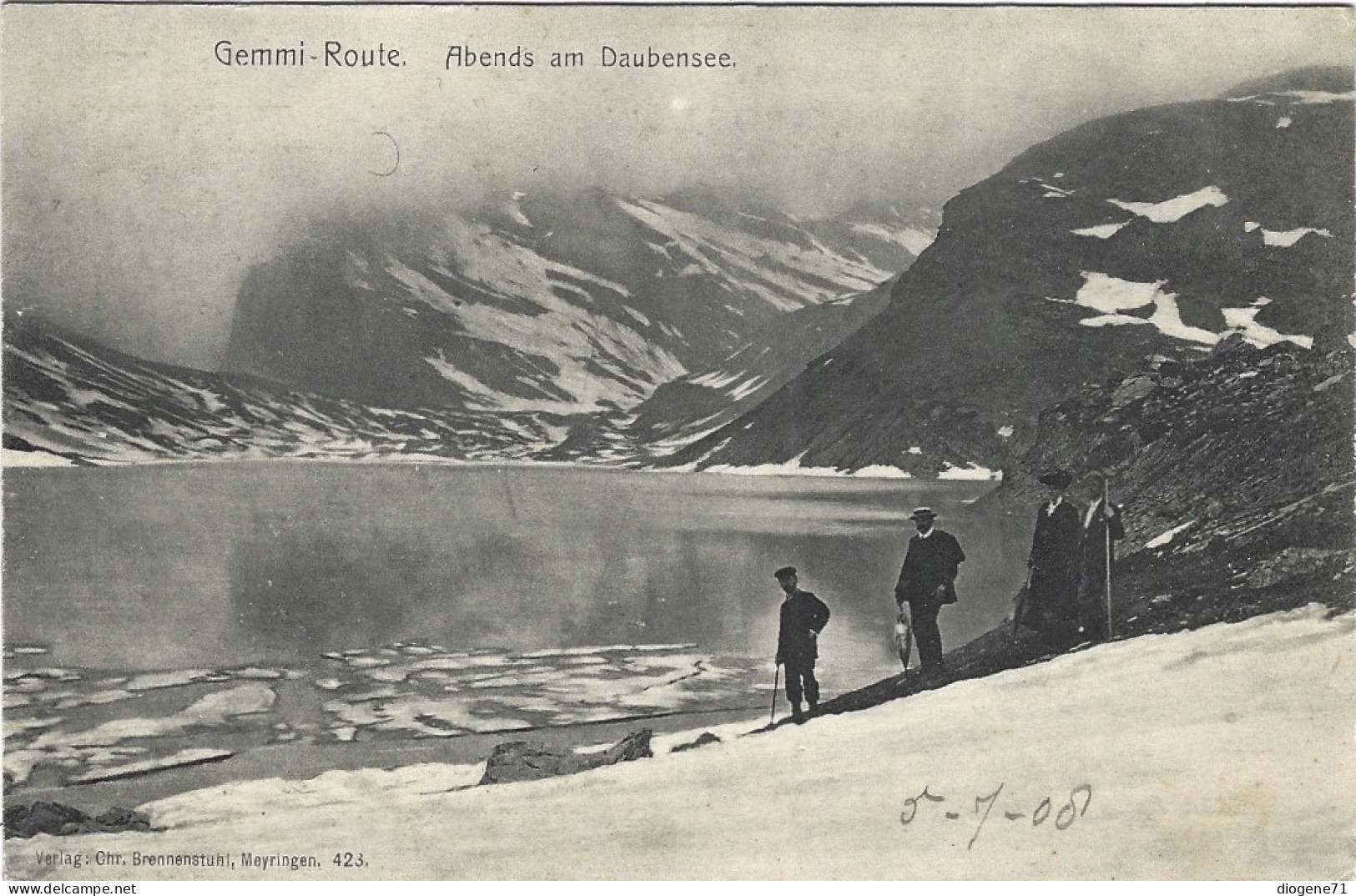 Gemmi-Route Abends Am Daubensee 1908 Belebt Animation - Loèche-les-Bains