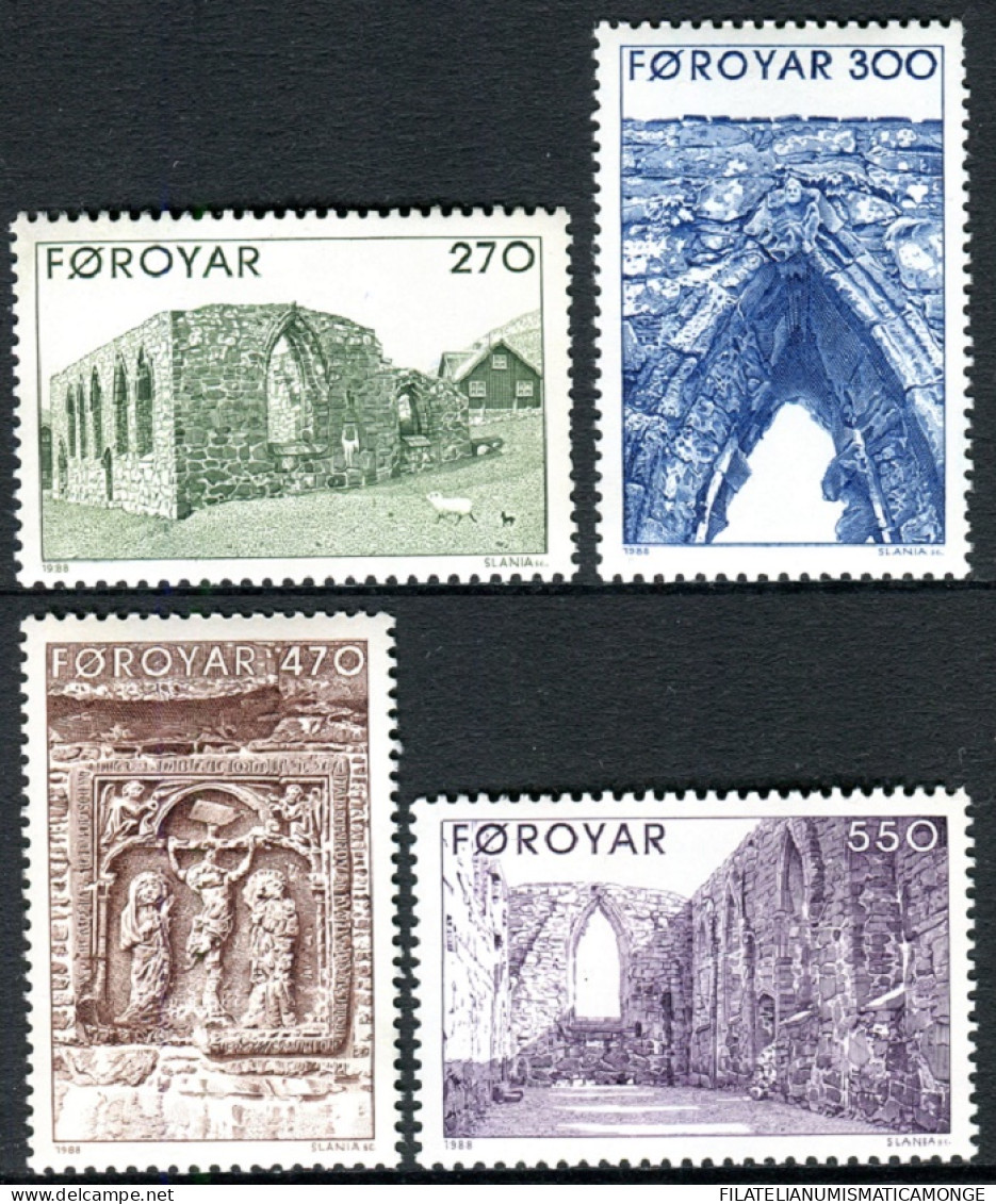 Feroe 1988 Correo 169/72 **/MNH Catedral Inacabada De Kirkjubour (4 Sellos)  - Faroe Islands