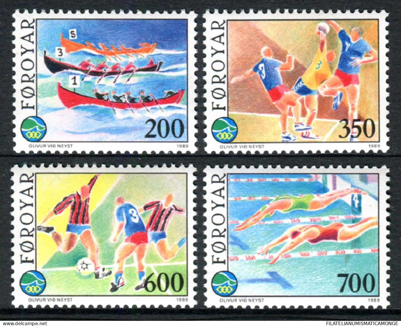 Feroe 1989 Correo 180/83 **/MNH Juegos Deportivos (4 Sellos)  - Faroe Islands