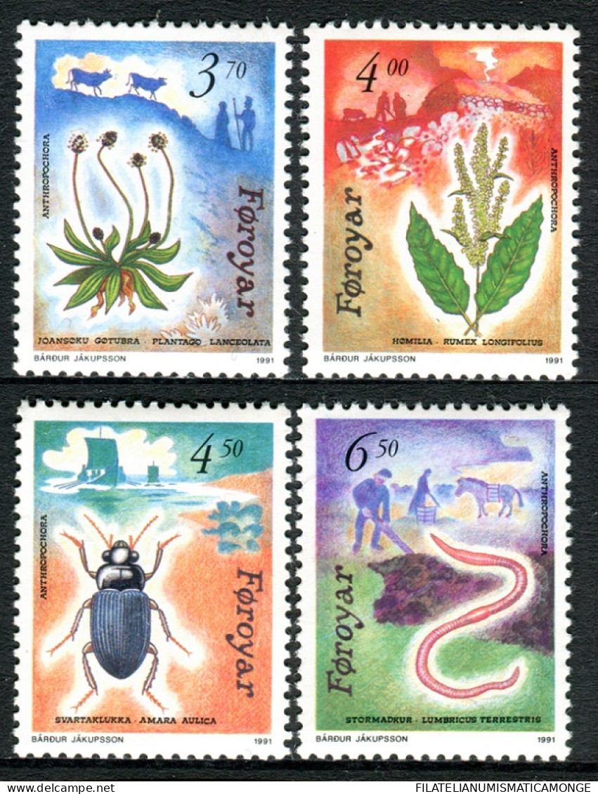 Feroe 1991 Correo 205/08 **/MNH Flora Y Fauna Regionales (4 Sellos)  - Faroe Islands