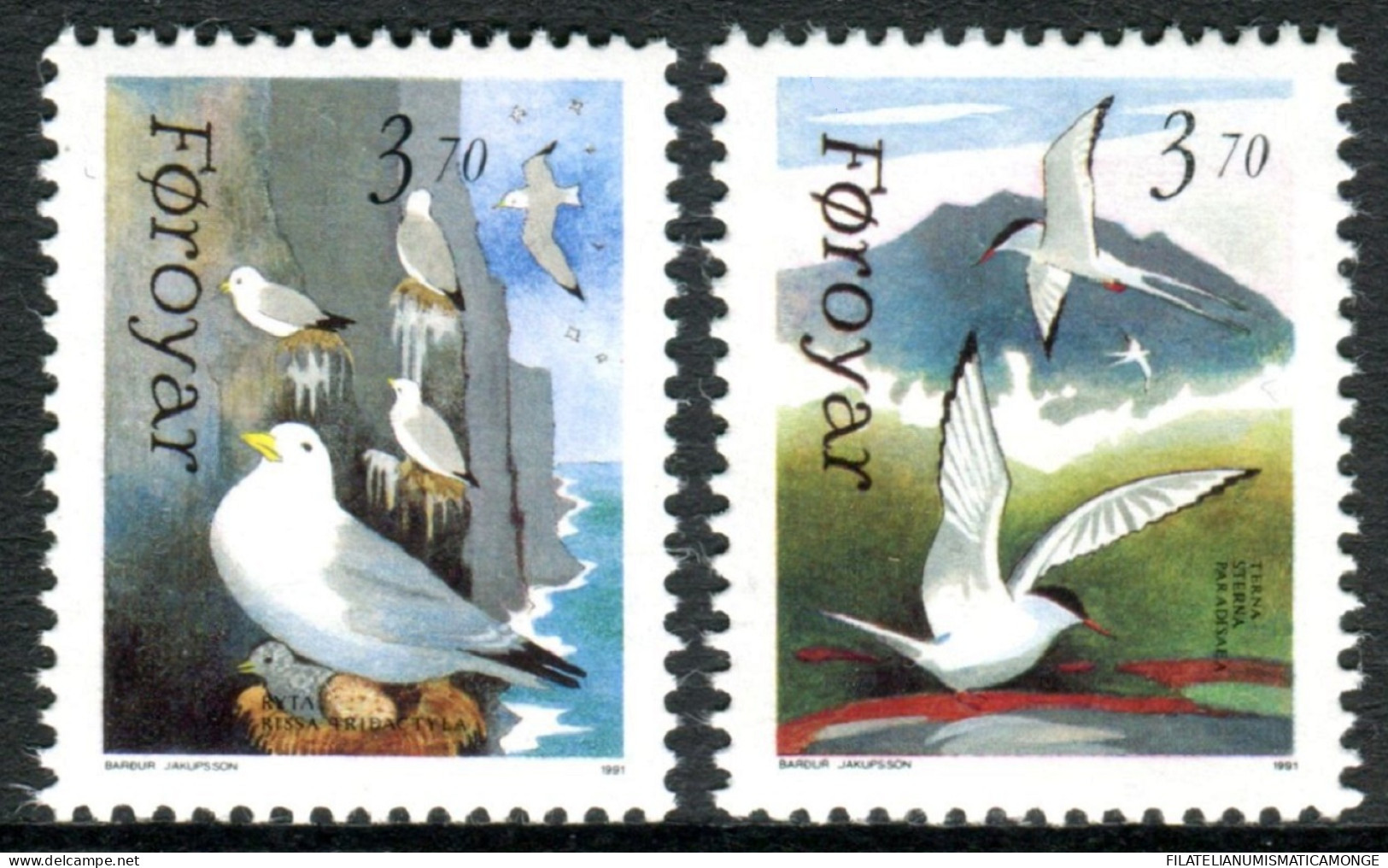 Feroe 1991 Correo 213/14 **/MNH Aves De Mar (2 Sellos)  - Faroe Islands