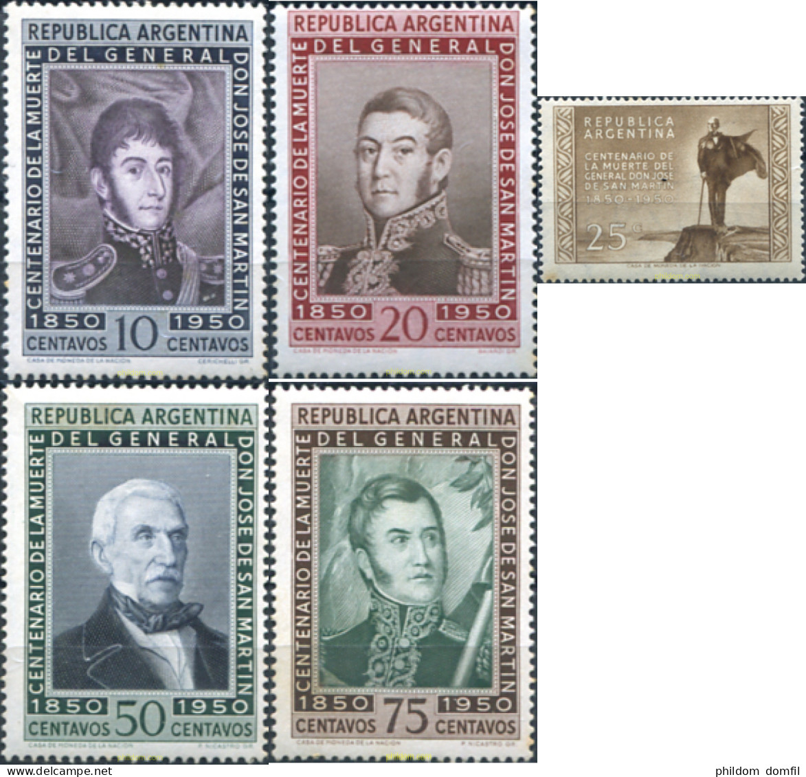 729365 HINGED ARGENTINA 1950 100 ANIVERSARIO DE LA MUERTE DEL GENERAL JOSE DE SAN MARTIN - Neufs