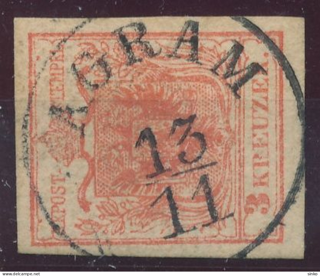 1850. Typography 3kr, AGRAM - ...-1867 Prefilatelia