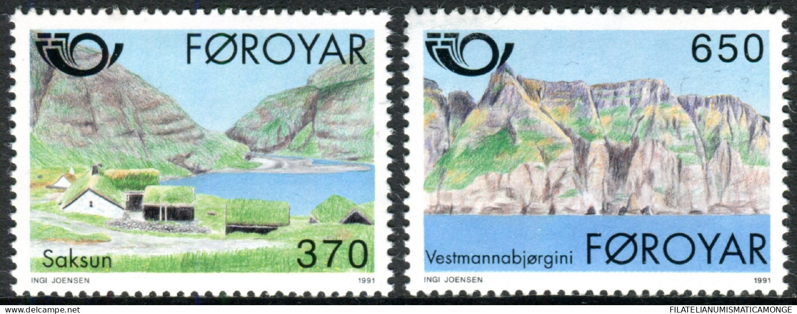 Feroe 1991 Correo 215/16 **/MNH Norden 91. Turismo  (2 Sellos)  - Faroe Islands